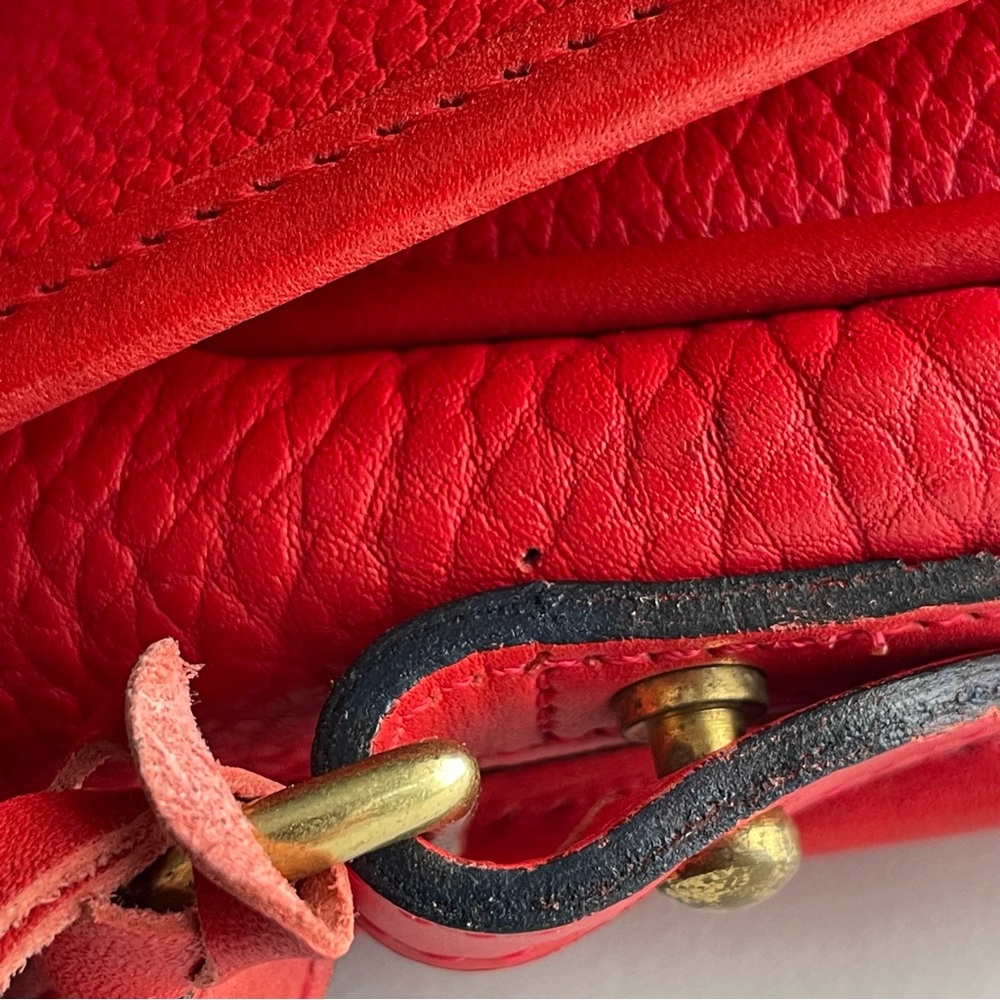 Dooney and Bourke awl Leather Red Saddle equestrian flap Crossbody bag - Picture 12 of 16